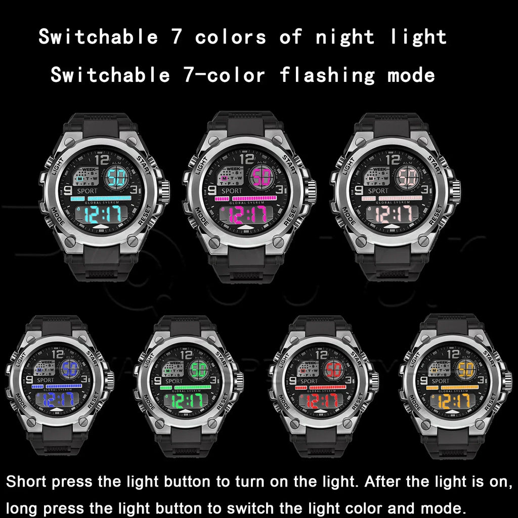 Unisex Outdoor Sports Digital Watch Big Dial LED Alarm 1237 Sport Watch for Men And Women Vera Lux