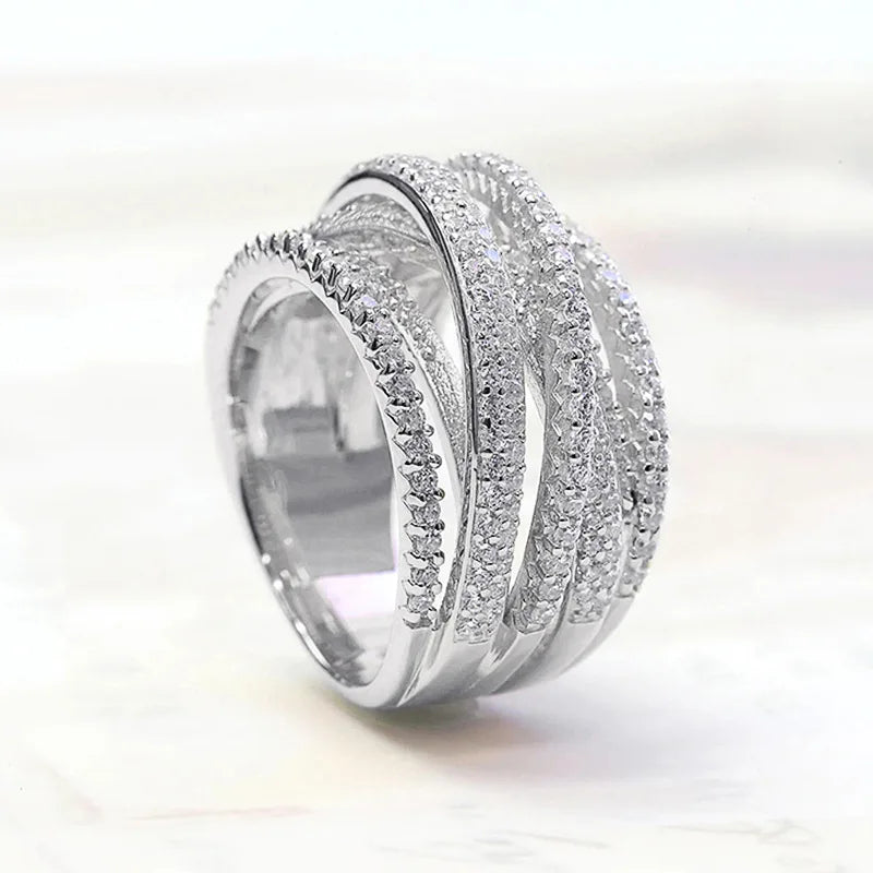 925 Sterling Silver Classic Vintage Line Wrap Zircon Ring For Women Party Luxury Fashion High Quality Fine Jewelry Hot Sales Vera Lux