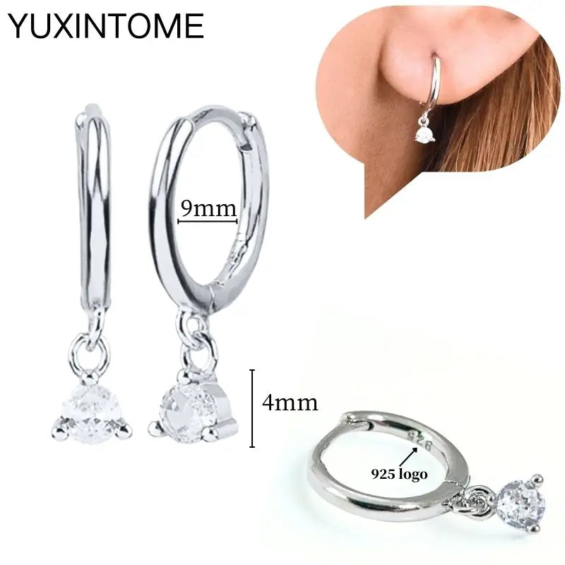925 Sterling Silver Ear Needle Fashion Hoop Earrings White Crystal Luxury Women's Silver Earrings Wedding Women's Jewelry Gift Vera Lux