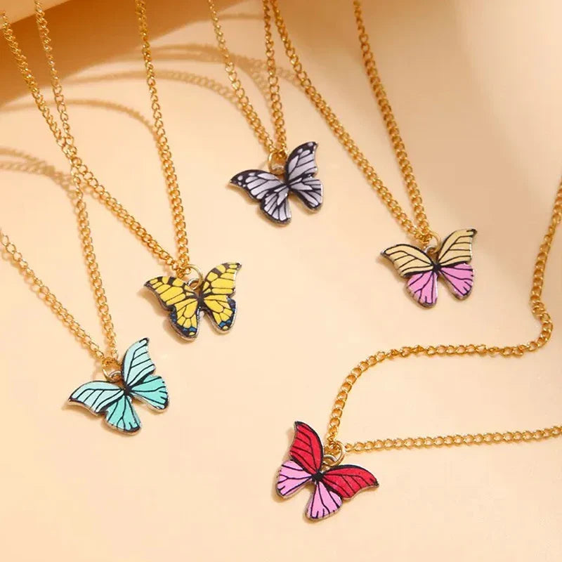 5 Pcs Fashion Boho Colorful Butterfly Necklaces Set for Women Korea Style Pendant Necklace Cute Jewelry Gift Wholesale 2024 New Vera Lux