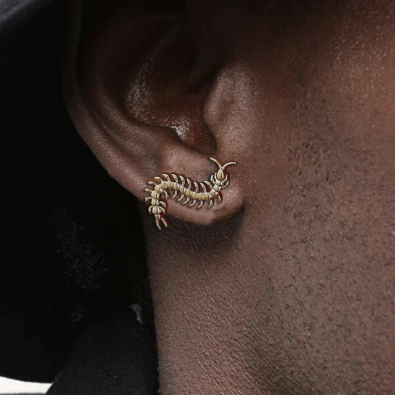 A Personalized Stainless Steel Centipede Earring, Trendy Men's and Women's Hip-hop Rock Avant-garde Jewelry Ear Studs Vera Lux