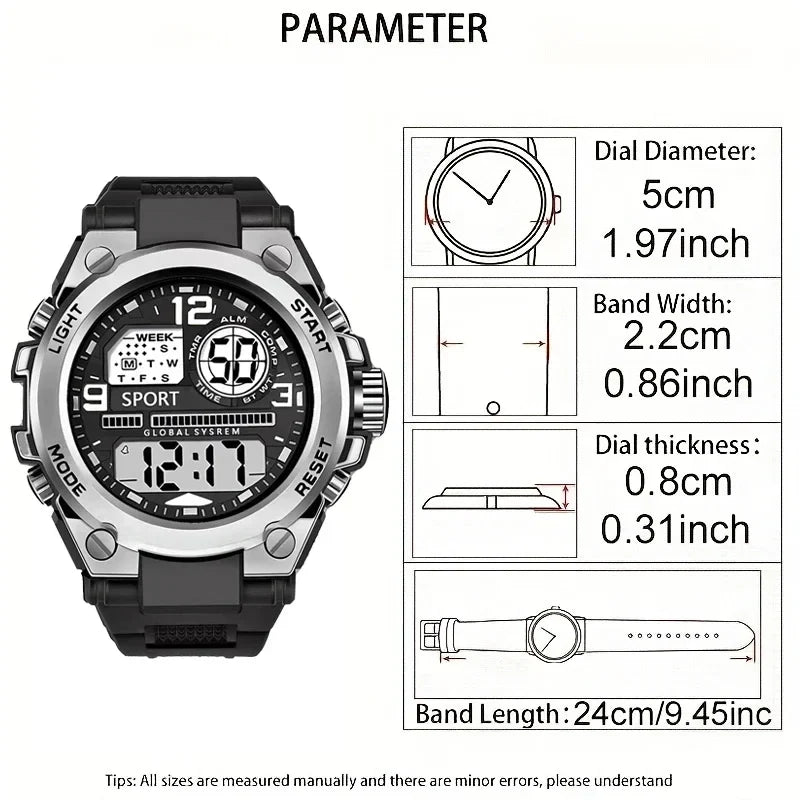 Unisex Outdoor Sports Digital Watch Big Dial LED Alarm 1237 Sport Watch for Men And Women Vera Lux