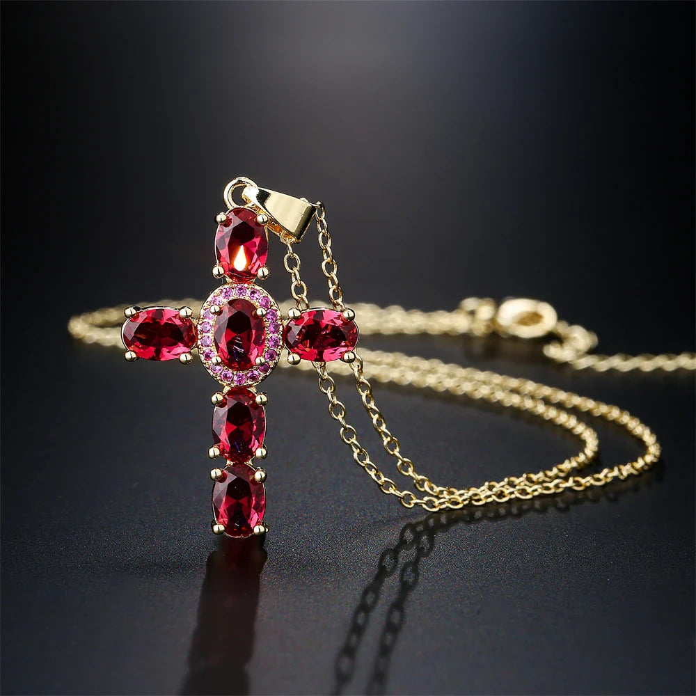 NEWBUY Classic Design Cross Pendant Necklace For Women 2026 Hot Sale Luxury AAA Cubic Zirconia Crystal Christian Jewelry Gift Vera Lux