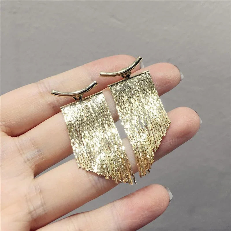 Fashion Statement Earring Long Statement Gold Color Bling Tassel Earrings For Women Female Wedding Daily Pendant Jewelry Gifts Vera Lux