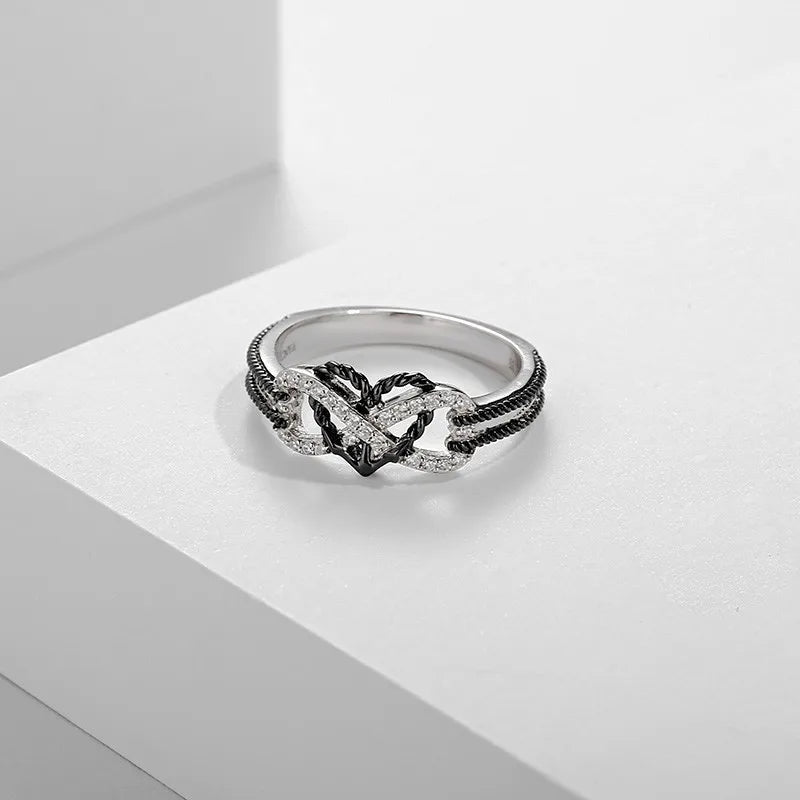 Charm Couple Rings For Men Stainless Steel Celtic Dragon Ring Heart Black Zircon Women Wedding Rings Set Valentine's Day Jewelry Vera Lux