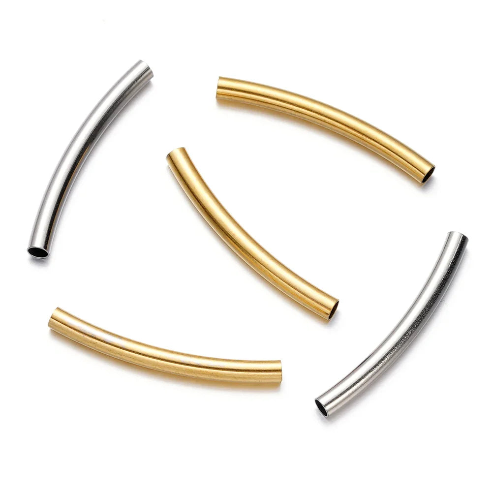 10Pcs/Pack Stainless Steel Curved Tube Spacer Beads Connectors For Handmade DIY Jewelry Making Bracelet Necklace Accessories Vera Lux
