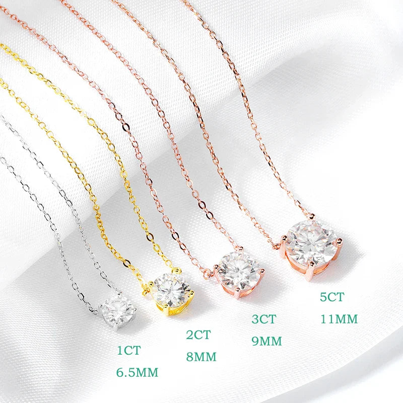 Smyoue 1-5CT Rose Gold Color Moissanite Necklace for Women D Color Sparkling Classic Lab Diamon Pendant Sterling Silver 925 100% Vera Lux