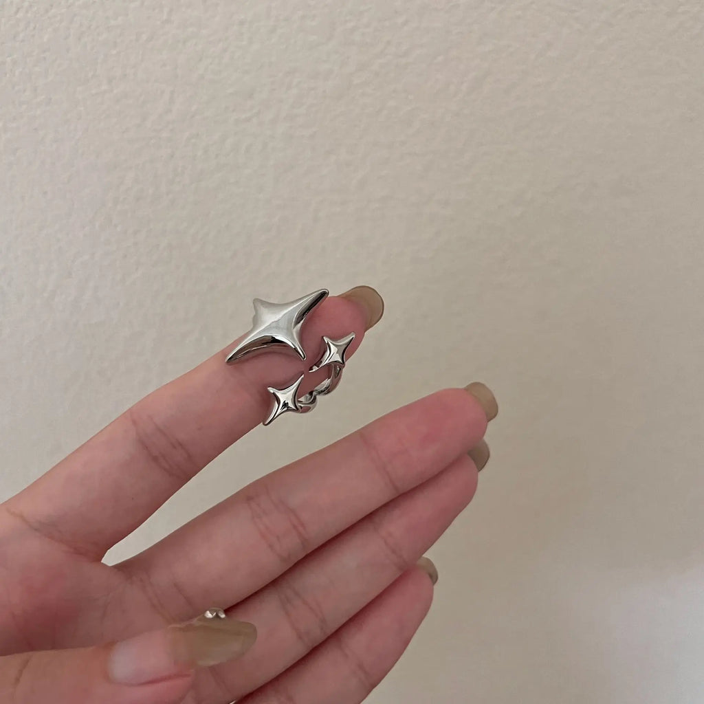 New European American Stainless Steel Ring Niche Teenage Design Featuring Star Like Minimalist Cool Personalized Temperament Vera Lux