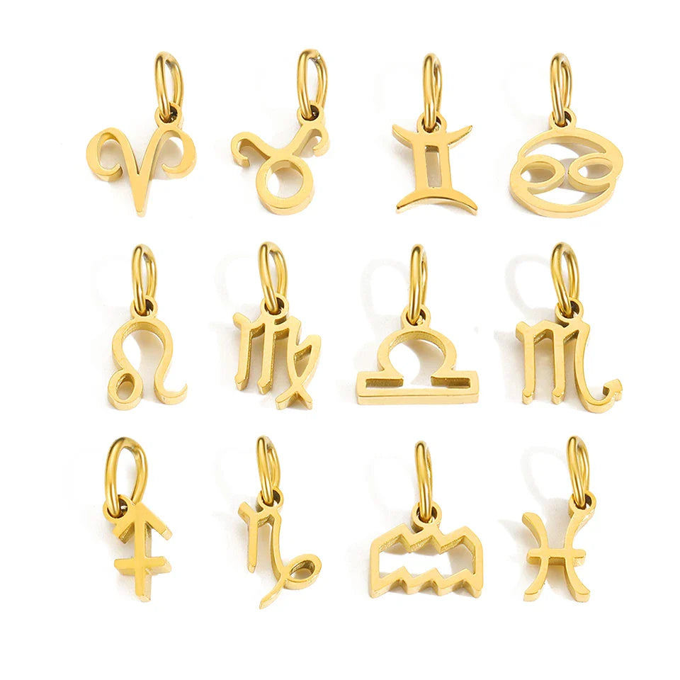 12 Zodiac Signs Pendant Accessories Stainless Steel Constellation Necklace Birthday Gift Vera Lux