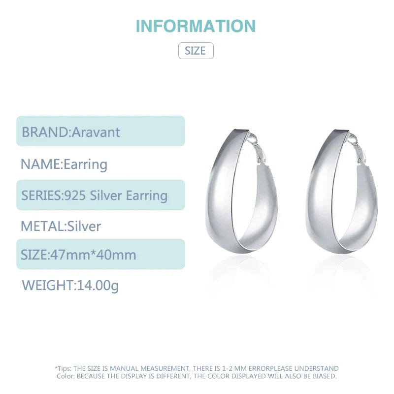 Aravant 925 Silver Smooth U Shaped Hoop Earrings For Women Fashion Jewelry Vera Lux