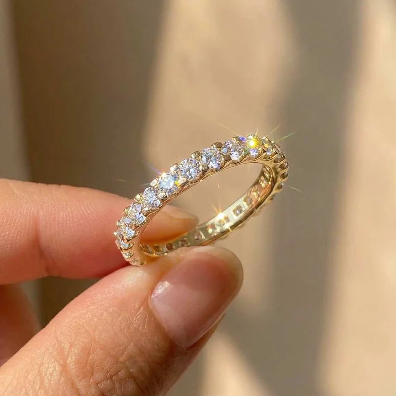 925 Sterling Silver New Trendy Thin Finger Rings Band with Shiny Cubic Zirconia Simple Stylish Daily Wear Jewelry for Women Vera Lux
