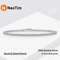 NeeTim 2mm 2.5mm 3mm 4mm Moissanite Tennis Bracelet 925 Sterling Silver with White Gold Plated Bracelets for Women Man Wholesale Vera Lux