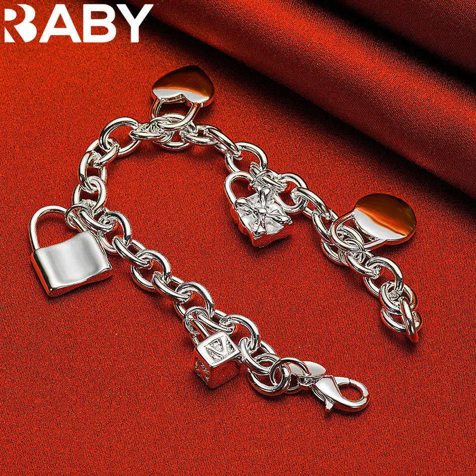 URBABY 925 Sterling Silver Lock Pendant Bracelets For Women Wedding Party Anniversary Gift Fashion Fine Jewelry Vera Lux