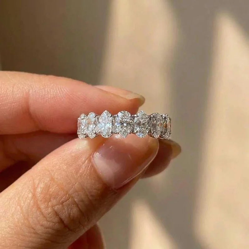 925 Sterling Silver Pear Cubic Zircon Promise Rings for Women Fashion Luxury Wedding Band Accessories Female Jewelry Gift Vera Lux