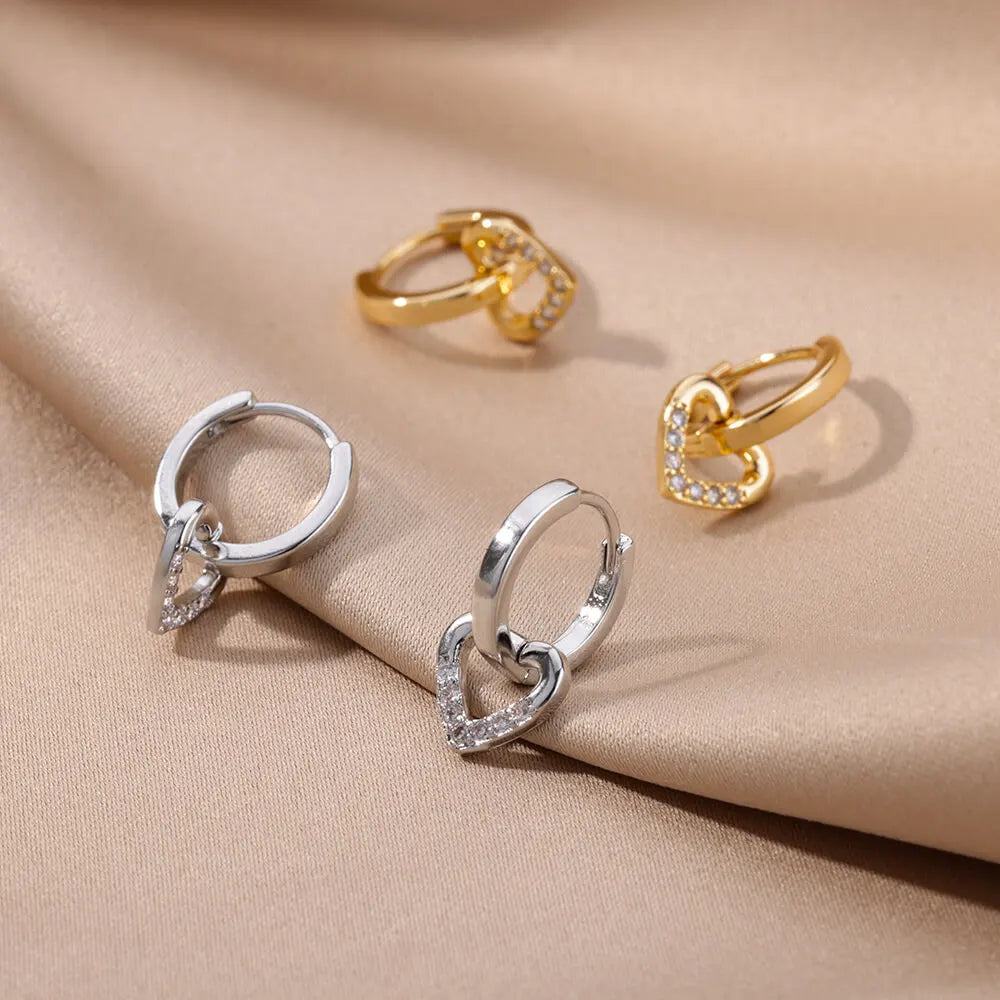 Zircon Heart Pendientes Earring For Women Stainless Steel Gold Color Piercing Earring 2025 Trend Jewelry aretes Accesorios mujer Vera Lux