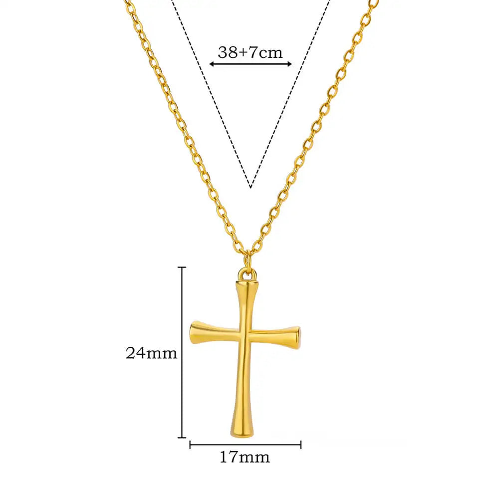 Cross Goddess Pendant Necklace for Women Stainless Steel 316L Gold Color Necklace 2025 New Party Jewelry Aesthetic Accessories Vera Lux