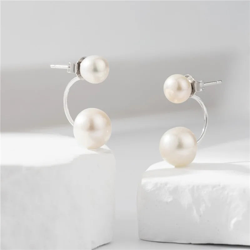 S925 Silver Small Pearl Stud Earrings Nearly Round, Subtle Elegance, Versatile Ear Adornments Vera Lux
