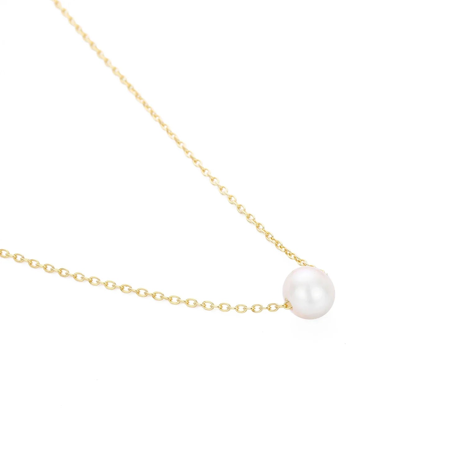 4MM Simulated-pearl Pendant Necklace for Women Dainty Stainless Steel Gold Color Necklace Women Vera Lux