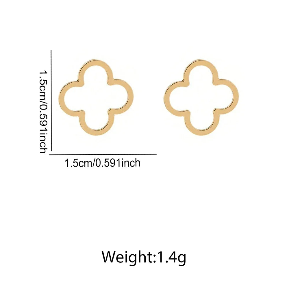 DOTIFI Stainless Steel Creative Hollow Four Plum Blossom Simple Style Four-Leaf Clover Handmade DIY Earrings Jewelry Accessories Vera Lux