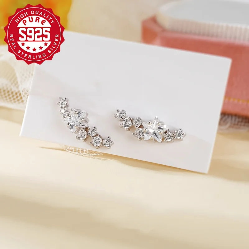 S925 Silver Stud Earrings, S925 Silver, Glittering, Glittering, Glittering, Glittering, S925 Silver Vera Lux