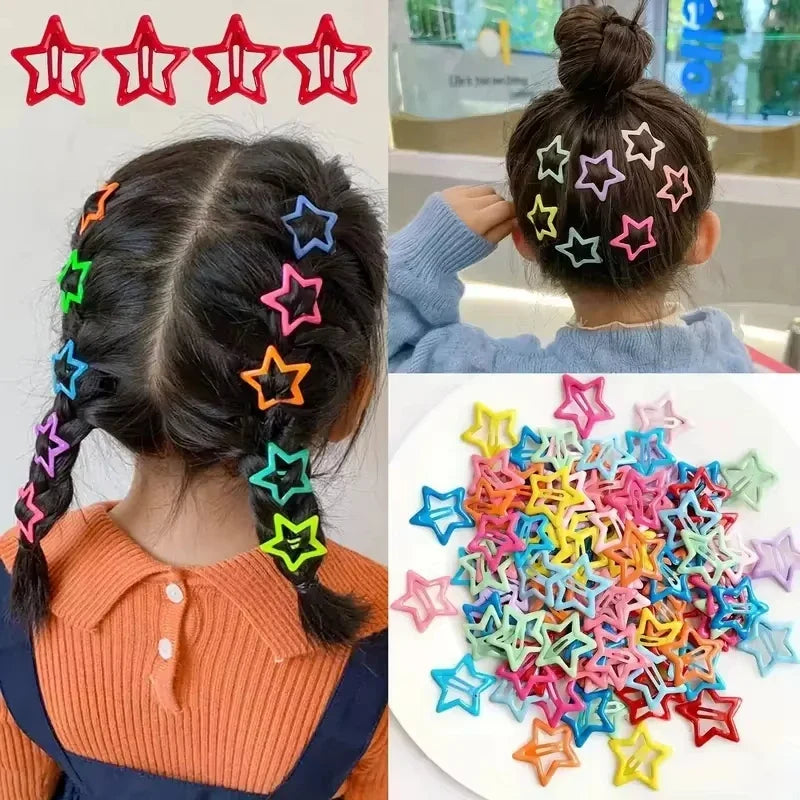 5/30/50/70Pcs/set Mixed load Y2K BB Solid Star Hairclips Colorful Sweet Star Barrettes ersatile Metal Snap Clip Accessories Vera Lux
