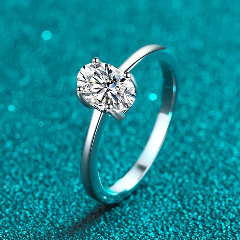 NeeTim 1ct Oval Cut Moissanite Ring for Women Engagement Wedding Lab Diamond s925 Sterling Silver with Gold Plated Rings Jewelry Vera Lux