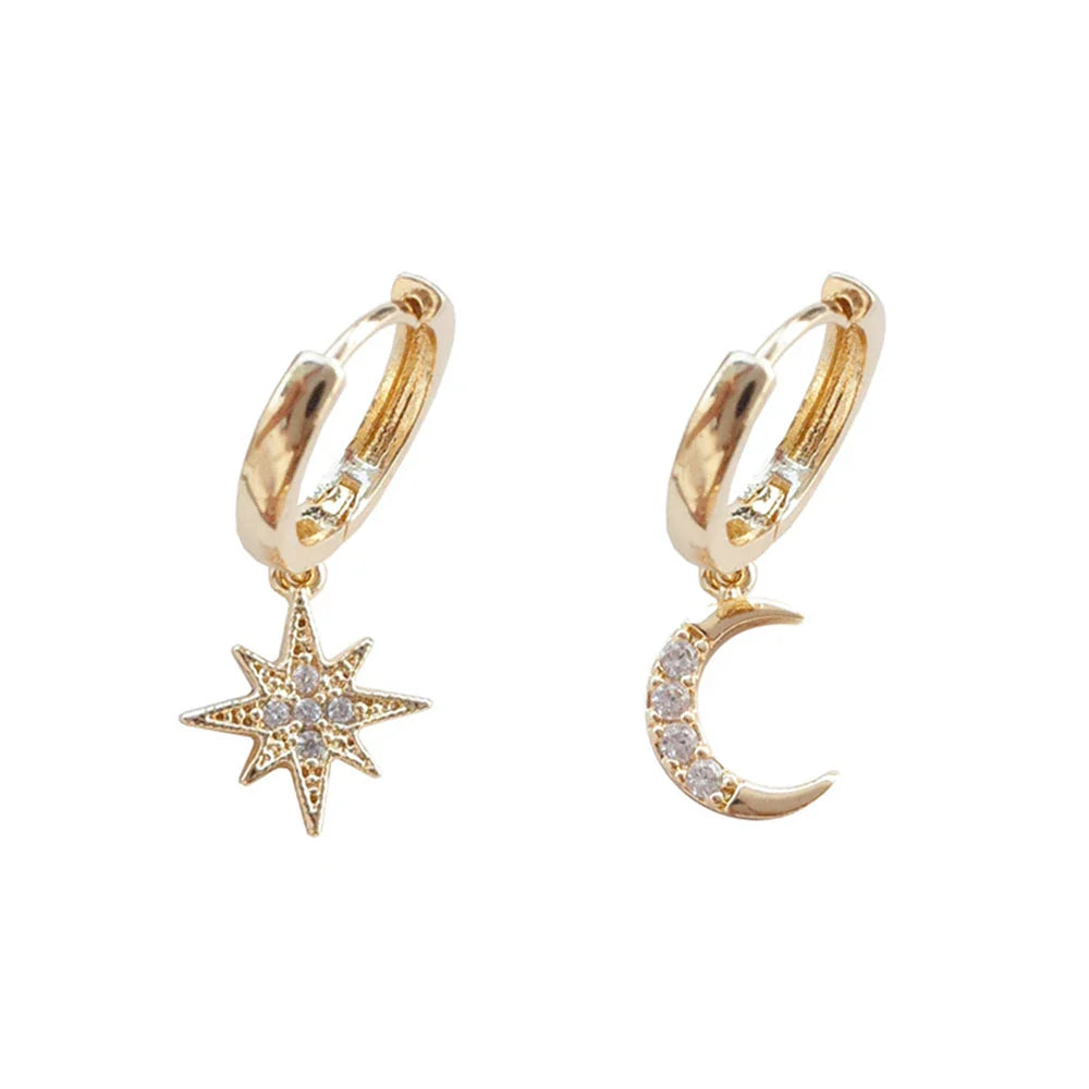 SUNIBI Stainless Steel Drop Earrings for Women Girl Star Moon Pendant Earrings Fashion Party Gifits Wedding Jewelry Wholesale Vera Lux