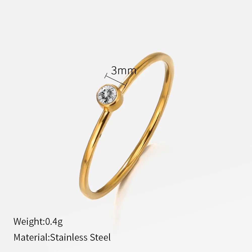 316 Stainless Steel Birthstone Ring Gold Color Simple Fashion Style For Women Festival Party Gift Jewelry Dropshipping Vera Lux