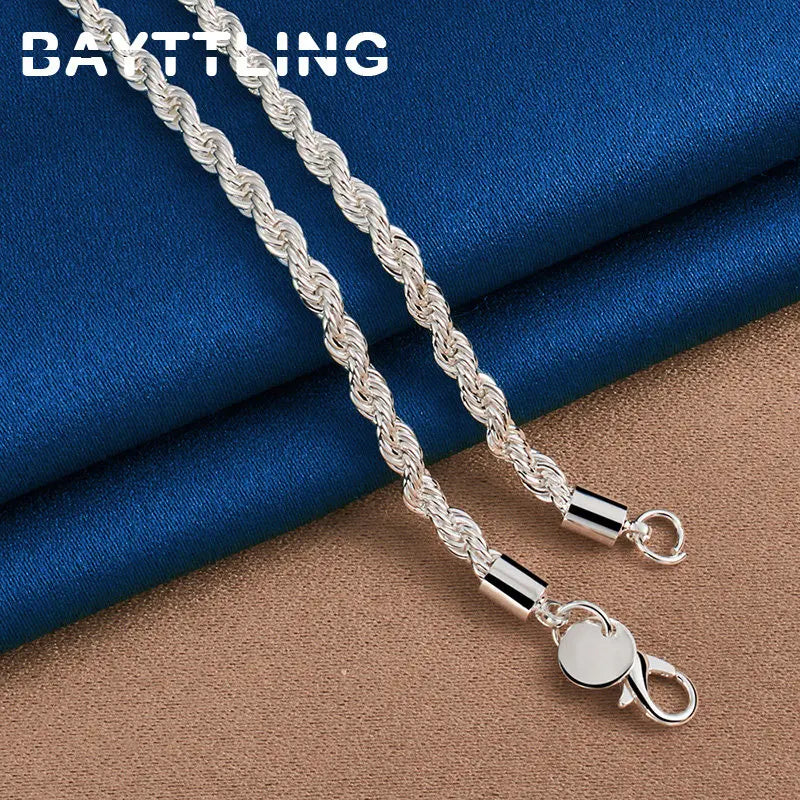 Charm 925 sterling silver Accessories Men 4MM 40-60cm 2PCS Rope Chain Necklace Bracelet Women Fashion Wedding Gift Jewelry Vera Lux