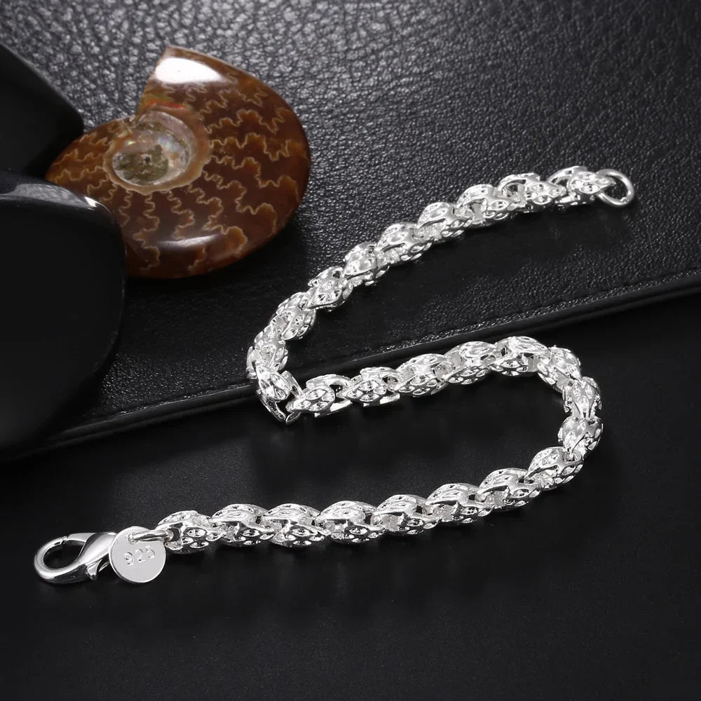 8 Inch 18K Gold Bracelet 5MM Sideways Chain Bracelet For Woman Men Fashion Wedding Engagement 925 Sterling Silver Jewelry Gifts Vera Lux