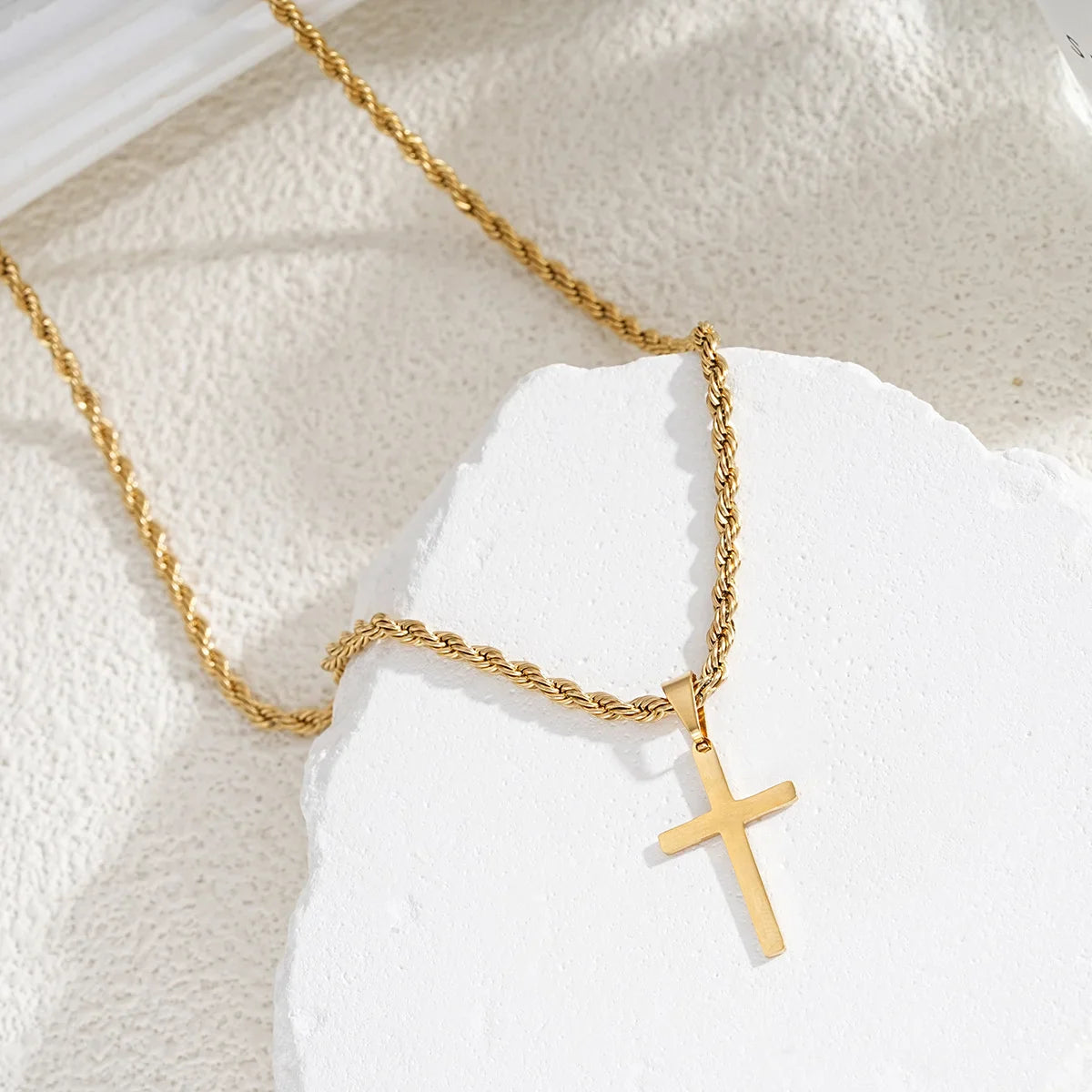 New Stainless Steel Cross Pendant Necklace for Men Women Minimalist Gold Color Jewelry Male Female Necklaces Chokers Gifts 2024 Vera Lux