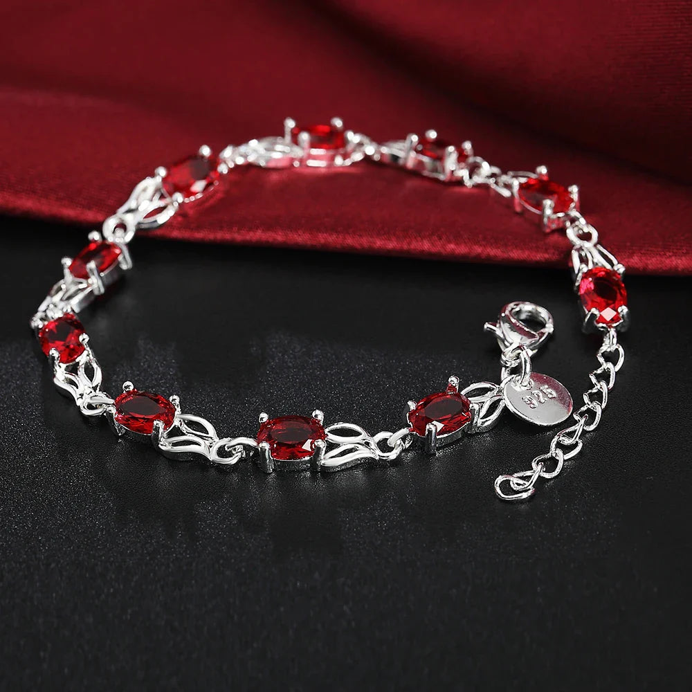 925 Sterling Silver Ruby Sapphire Amethyst Gemstone Bracelets Woman Wedding Jewelry Accessories Wholesale Jewellery Vera Lux