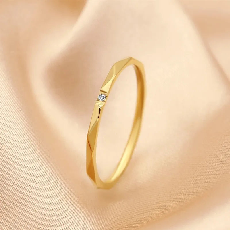 1mm Thin Stackable Ring Stainless Steel Single CZ V Faceted Knuckle Midi Ring for Women Girl Size 5-10 Vera Lux