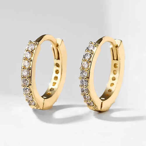 1 Pair Minimal Exquisite Hoop Crystal Zirconia Small Huggie Thin Cartilage Earring For Women Helix Tragus Piercing Jewelry Vera Lux