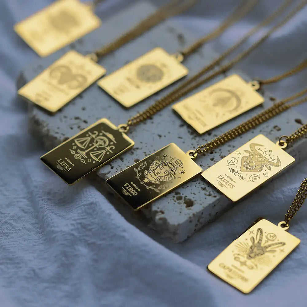 Stainless Steel Zodiac Sign Necklace For Women Vintage Constellation Libra Pendant Chain Collar Aesthetic 2024 New Trend Jewelry Vera Lux