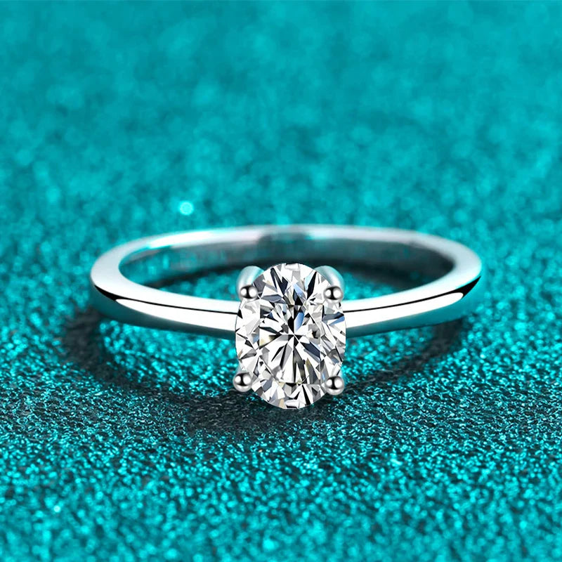 NeeTim 1ct Oval Cut Moissanite Ring for Women Engagement Wedding Lab Diamond s925 Sterling Silver with Gold Plated Rings Jewelry Vera Lux