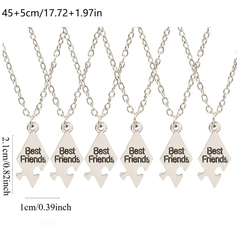 4/5/6/7/8 Pcs Unisex Alloy Best Friend Necklace Pendant Set Creative Trendy Fashion Necklace Jewelry gifts For Friend Vera Lux
