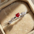 925 Sterling Silve Plated 18K Gold Zircon Red Love Heart Rings for Women Party Wedding High Quality Vintage Fine Jewelry Vera Lux