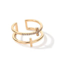 Fashion Double Layer Cross Open Ring For Women Minimalist Gold Silver Color Adjustable Finger Ring Female Party Wedding Jewelry Vera Lux