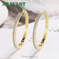 Aravant 925 Sterling Silver 35MM Zircon Hoop Earring For Women Fashion Jewelry Gift Vera Lux