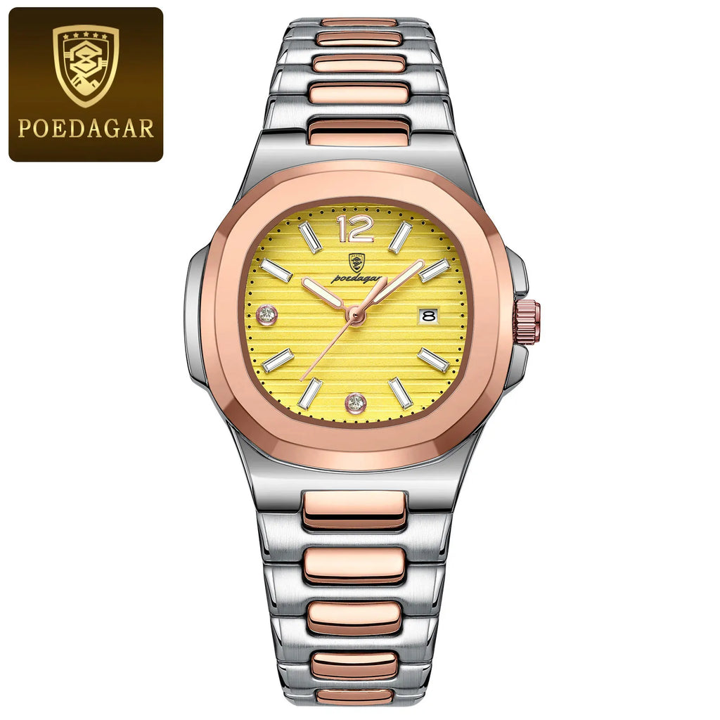 POEDAGAR Square Fashion Woman Wristwatch Luminous Waterproof Date Ladies Watch Luxury High Quality Quartz Women's Watches Reloj Vera Lux
