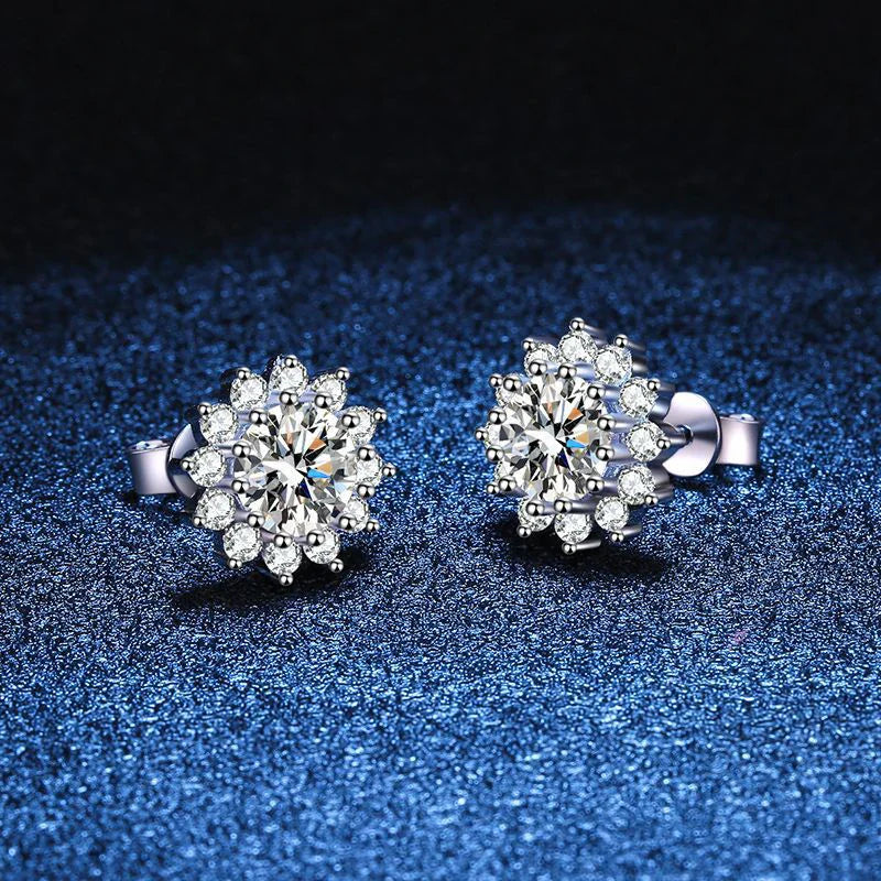 NeeTim 1CT Moissanite Earring For Women Girl 925 Sterling Silver Sparkling Diamond Ear Studs Wedding Engagement Jewelry Gift Vera Lux
