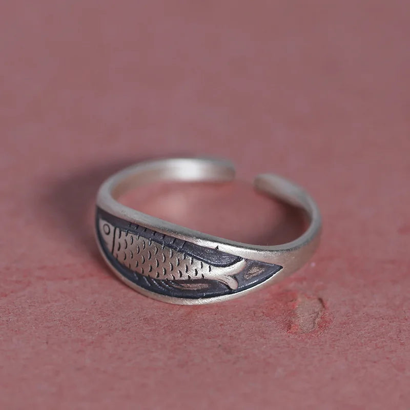 New in 925 Sterling Silver Fish Adjustable Rings For Women Engagement Ladies Rings Jewelry Gifts Female Jewellery Argent 925 Vera Lux