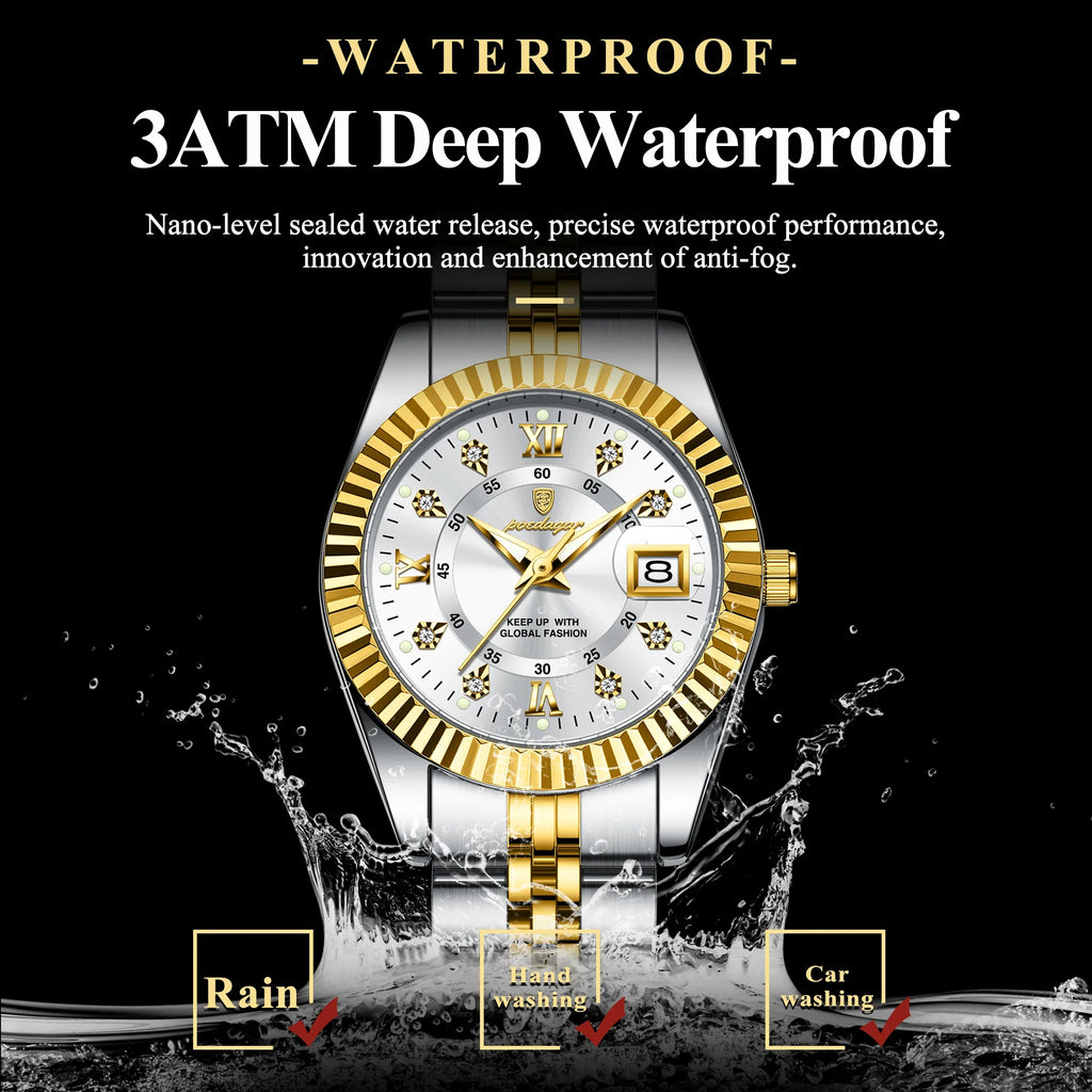 POEDAGAR Luxury Elegant Watch for Women Waterproof Luminous Date Ladies Watch Stainless Steel Quartz Women's Watches Girl Reloj Vera Lux