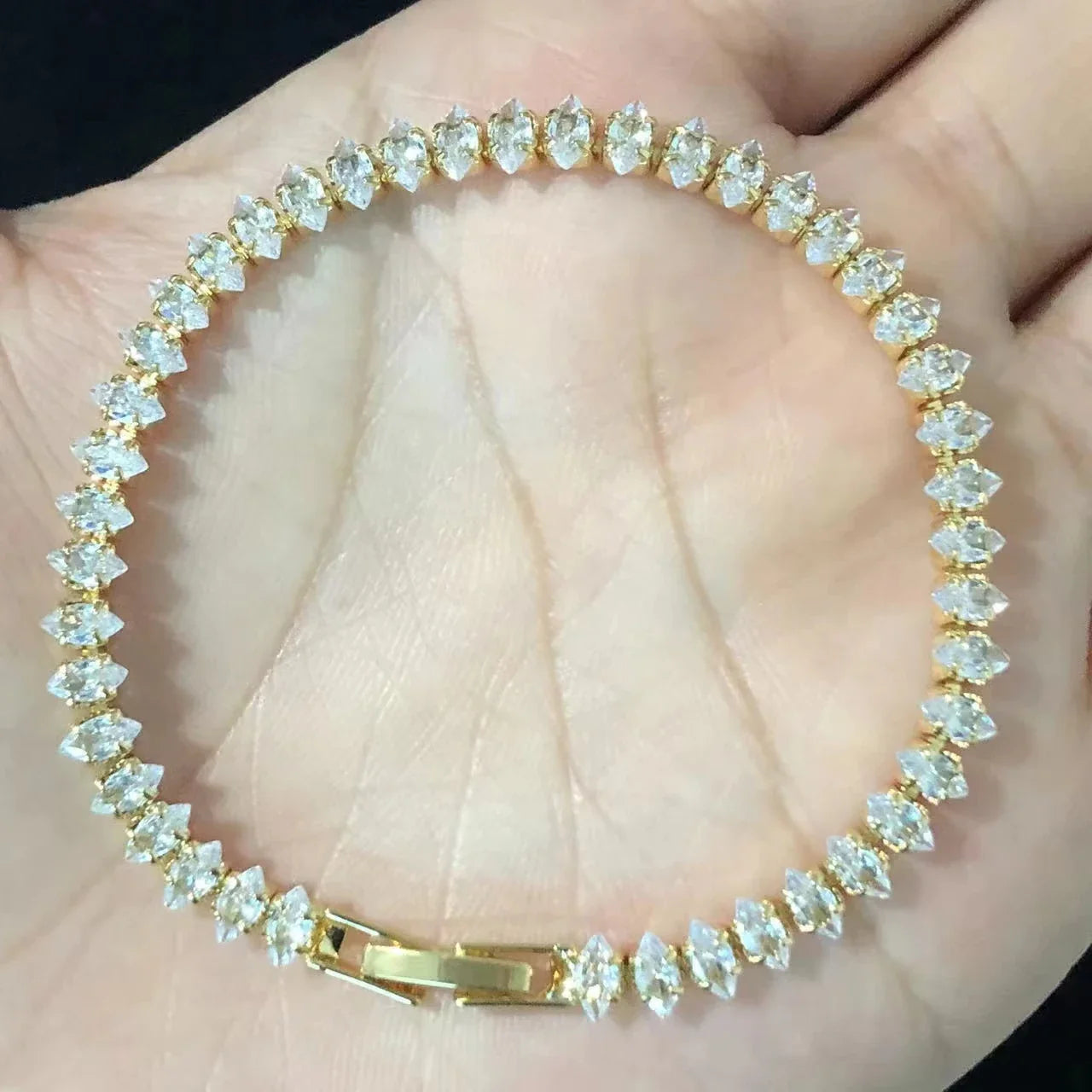 Luxury Roman Crystal Geometric Chain Bracelets for Women Trendy Goth Full Rhinestone Marquise Charm Tennis Bracelet Wed Jewelry Vera Lux