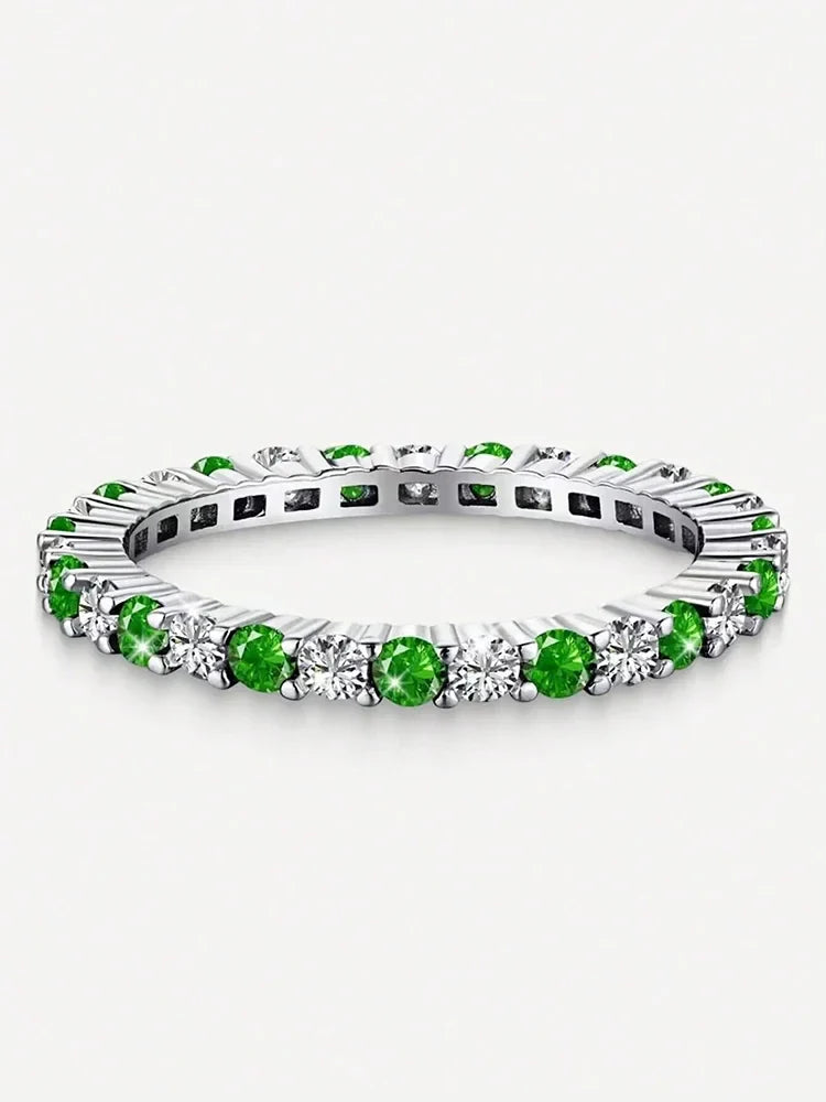 925 Sterling Silver Fashion Shiny 1.4mm Full Zircon Stackable Plain Ring For Women Daily Party Personalized Fine Jewelry Vera Lux
