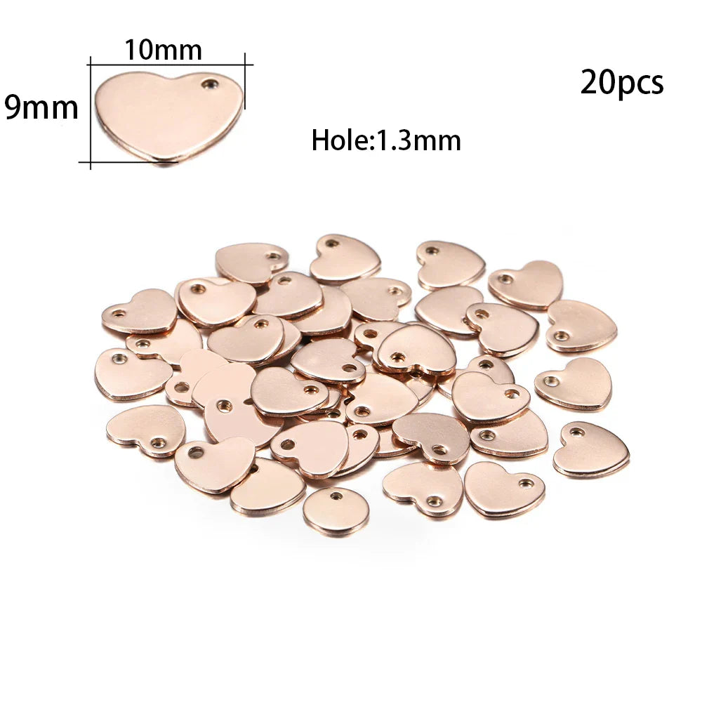 10-50Pcs Gold Stainless Steel Customized Dog Tag Heart-Shaped Oval Blanks Charm Pendant Charms For DIY Jewelry Making Supplies Vera Lux