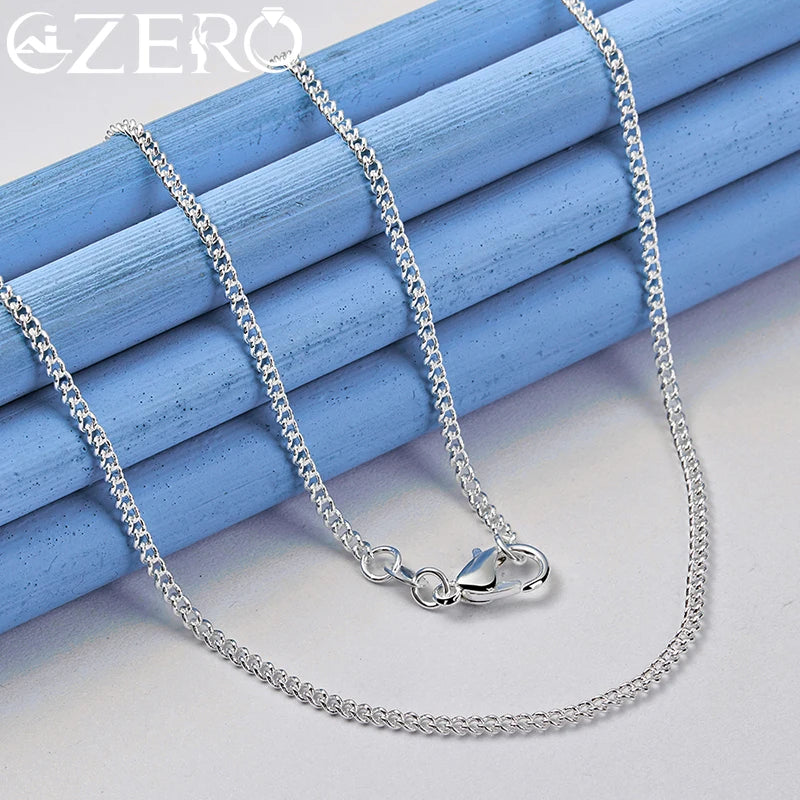 ALIZERO 40-70cm 925 Sterling Silver 2mm Side Chain Necklace For Women Men Wedding Party Fashion Charm Jewelry Gift Vera Lux