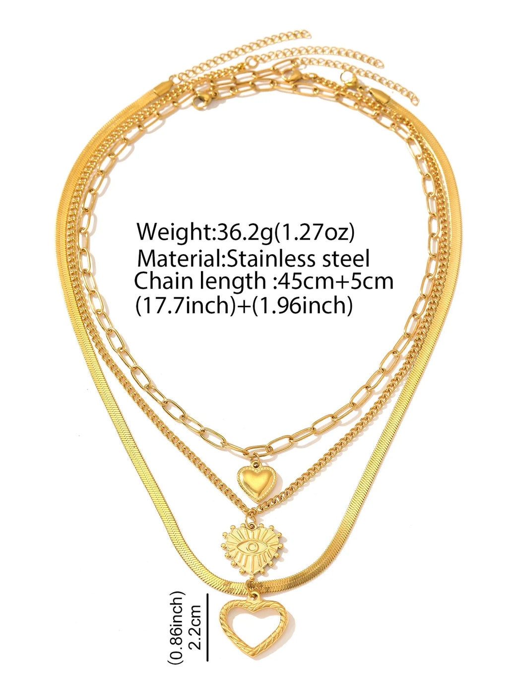 Stainless Steel Necklace Vintage Noble Texture Unique Heart Pendant Multi-style Chain Fine Necklace For Women Jewelry Party Wear Vera Lux