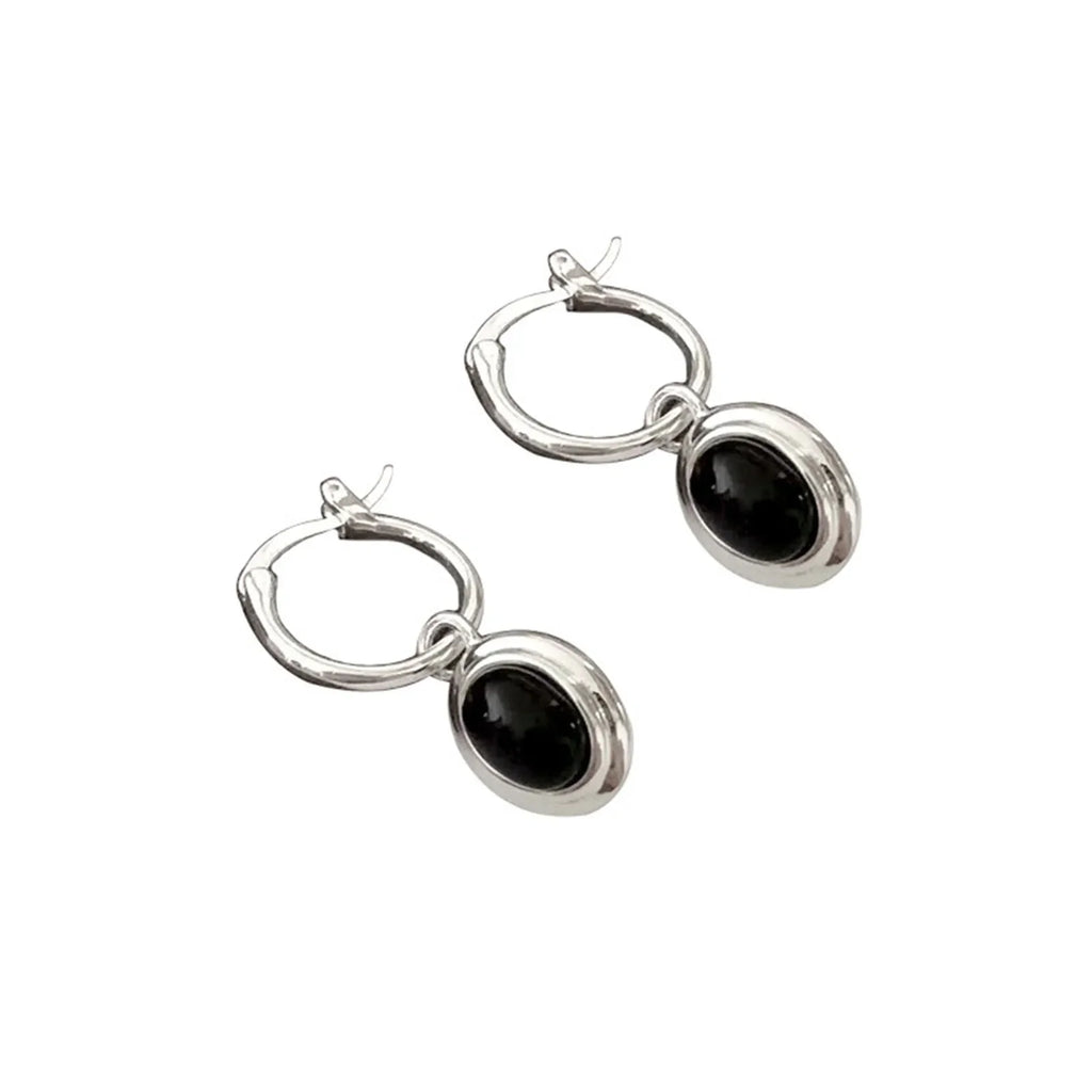 925 Sterling Silver Vintage Gold Round Earrings For Women Black Ball Earring Jewelry Prevent Allergy Party Accessories Gift Vera Lux